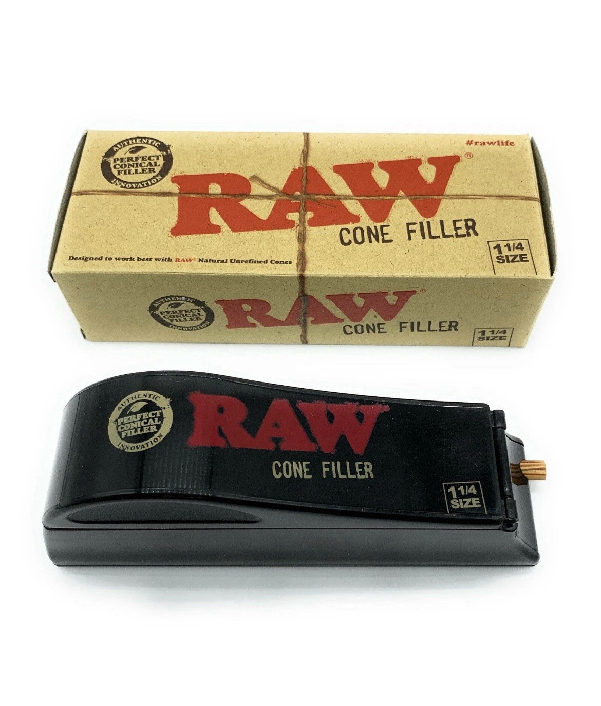 RAW black 1 1/4 size pre rolled cone + raw king size Cone Filler
