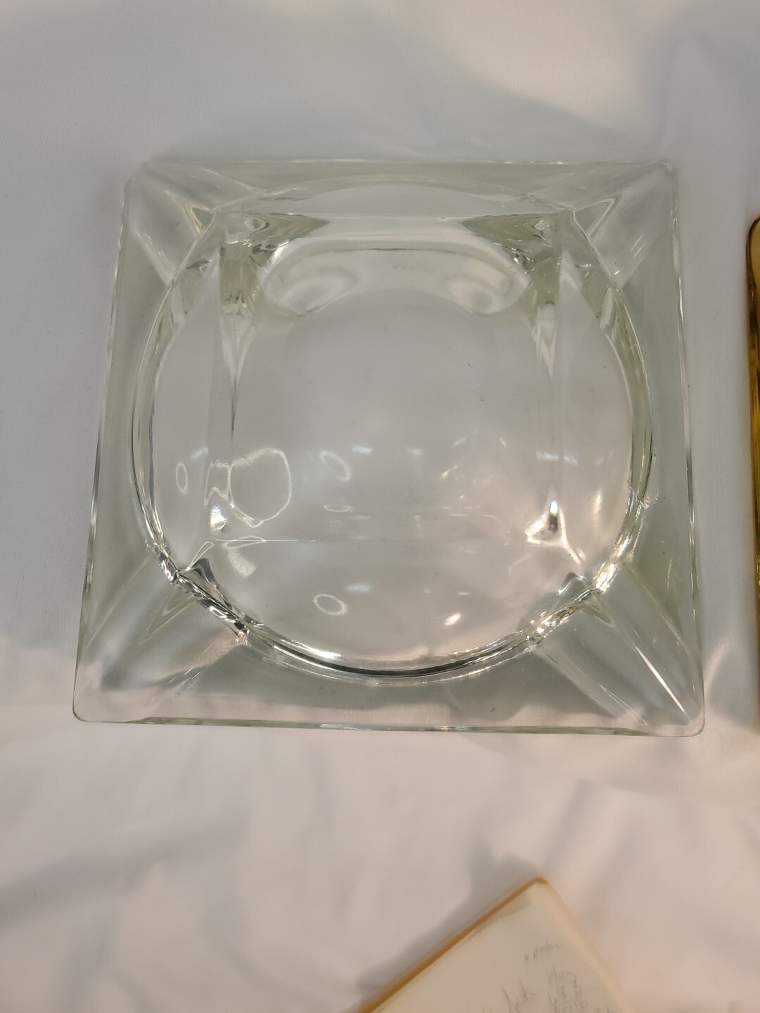 2~ Vintage Ashtrays Honey Amber & Clear Cigar Cigarette Heavy 3lbs.~ Read~