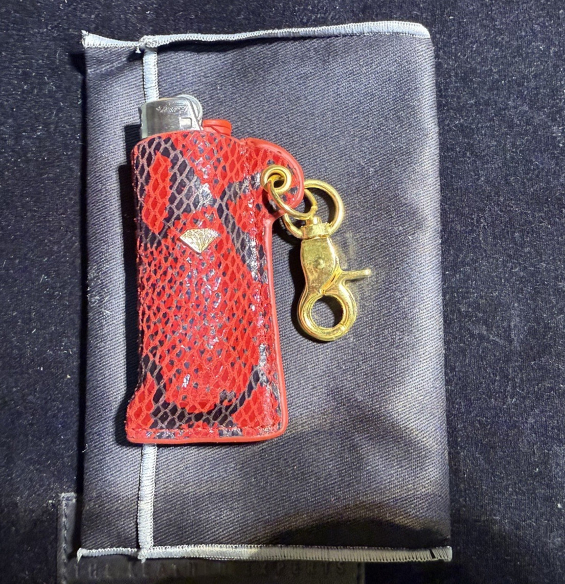 Diamond Supply Co Red, Black & Gold Snakeskin Lighter Sleeve Holder – Gift Box