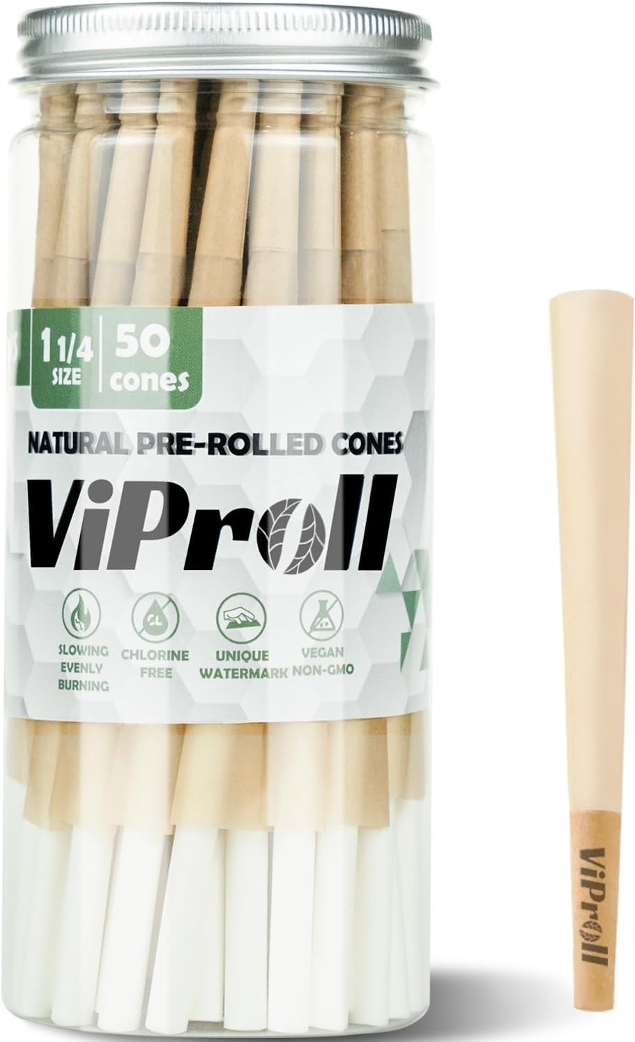 Slow Burning Natural Rolling Papers – 50 Pre-Rolled Cones for Parties