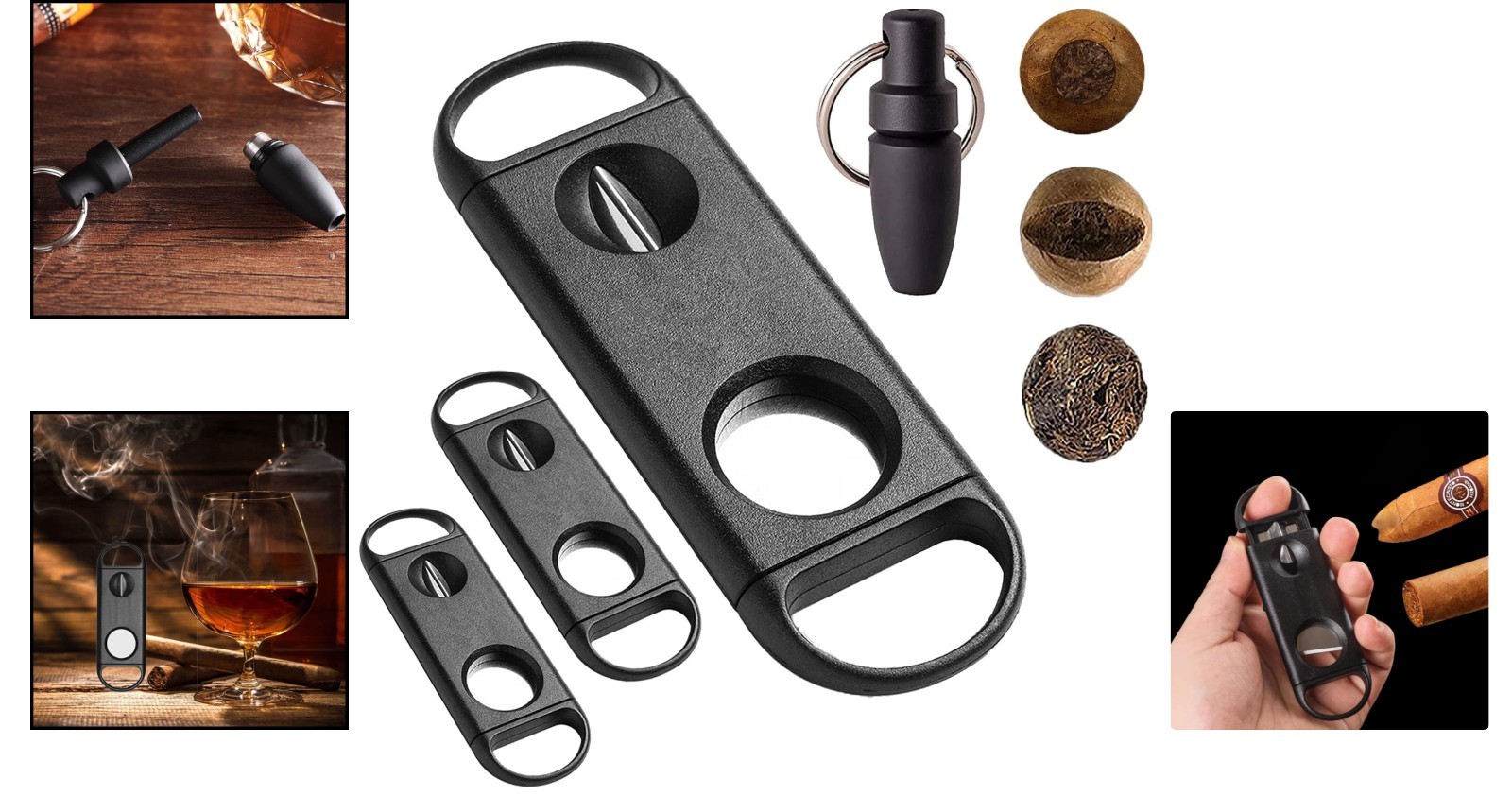 Ultimate Cigar Cutter Set: Guillotine & V-Cut Options with Keychain Inclusion