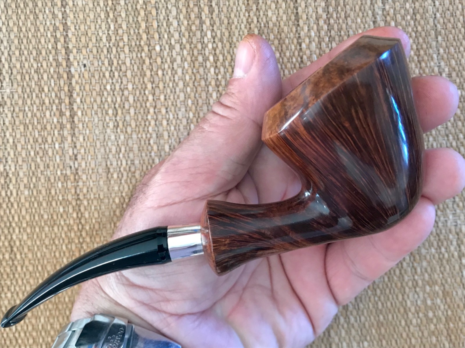 AWESOME! NORDING 360° STRAIGHT GRAIN, SILVER SPIGOT BENT DUBLIN PIPE, PFEIFE.