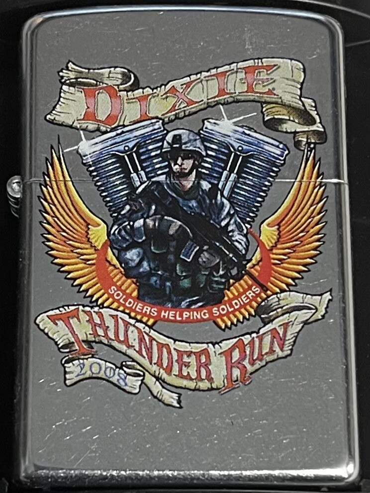 ZIPPO 2008 DIXIE THUNDER RUN SOLDIERS STREET CHROME LIGHTER SEALED IN BOX A571