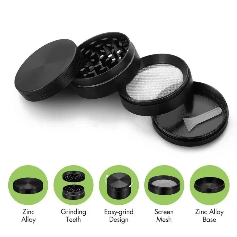 4 Layer 3 inches LARGE Portable Zinc Alloy Grinder Herb & Spice Tobacco-Grinder