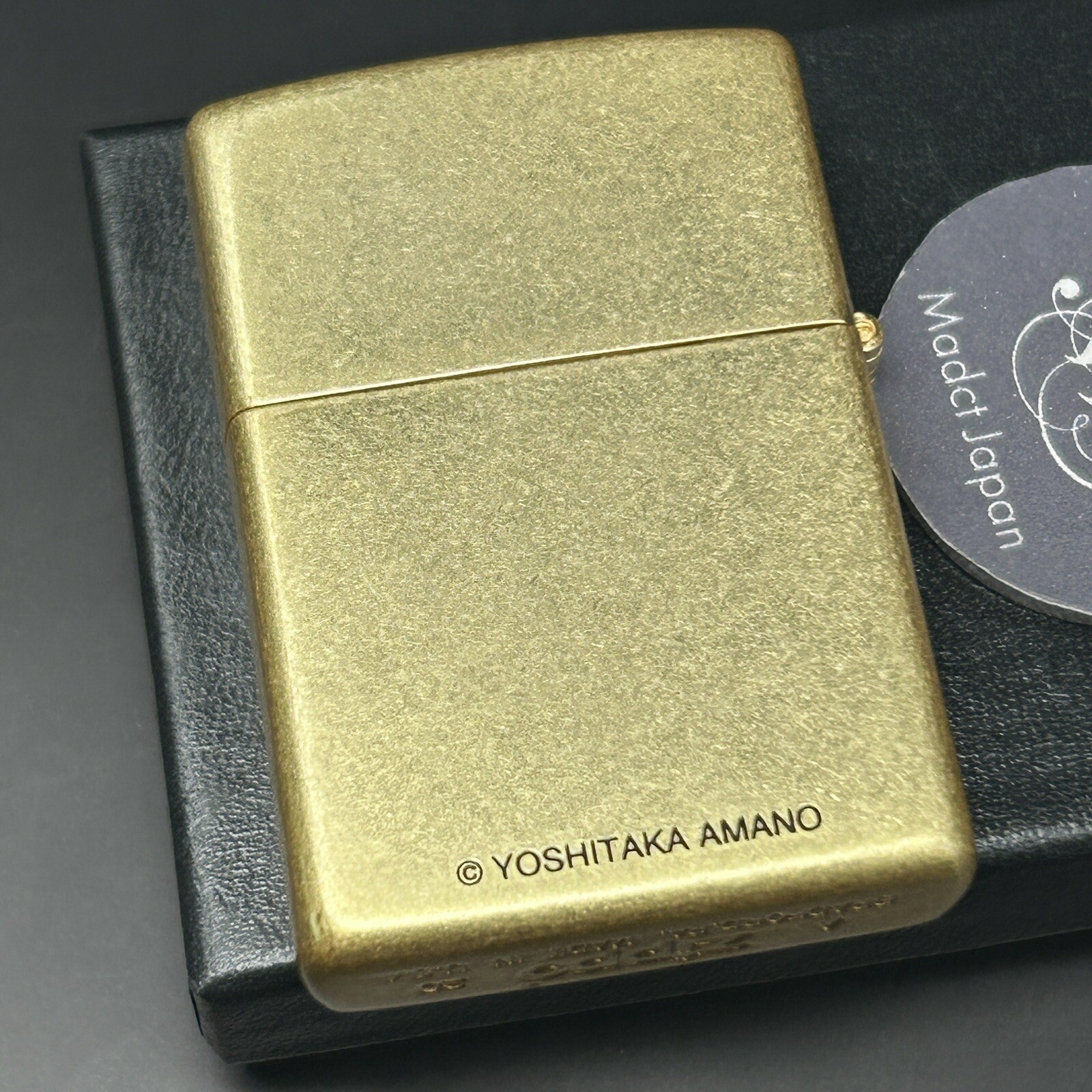 Zippo Yoshitaka Amano Raijin Thunder God Etching Design Gold Brass Lighter Japan