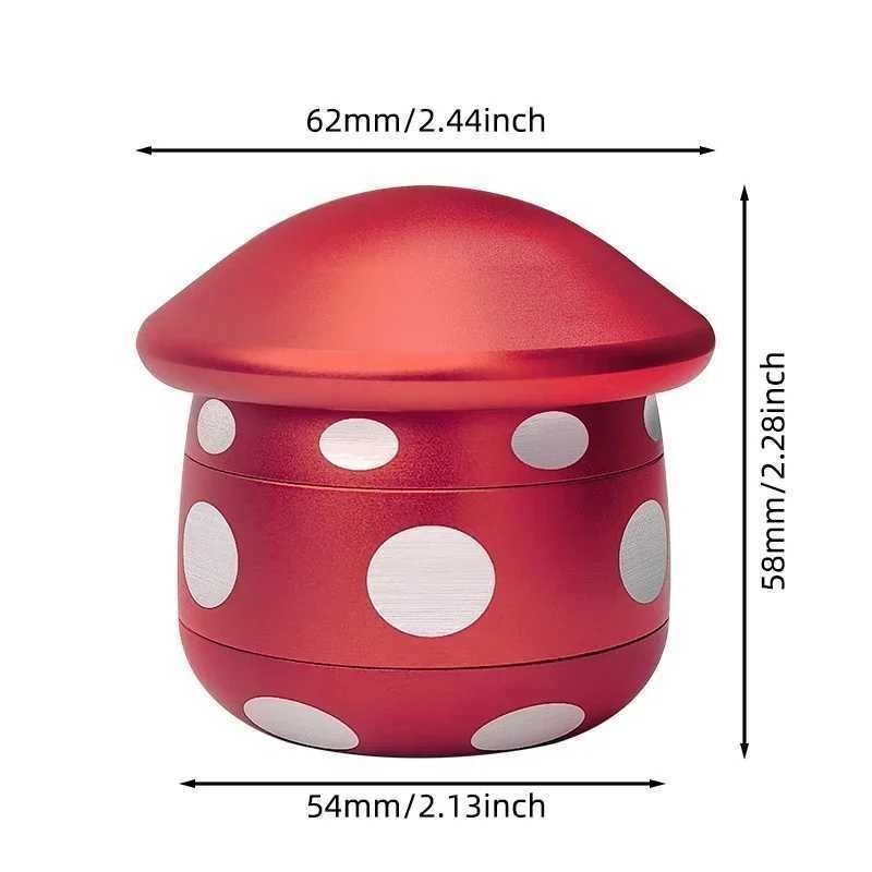 2.5″ Mushroom Shape Crusher Metal Grinder 4 Layer 62mm Spice Tobacco Grinder Red