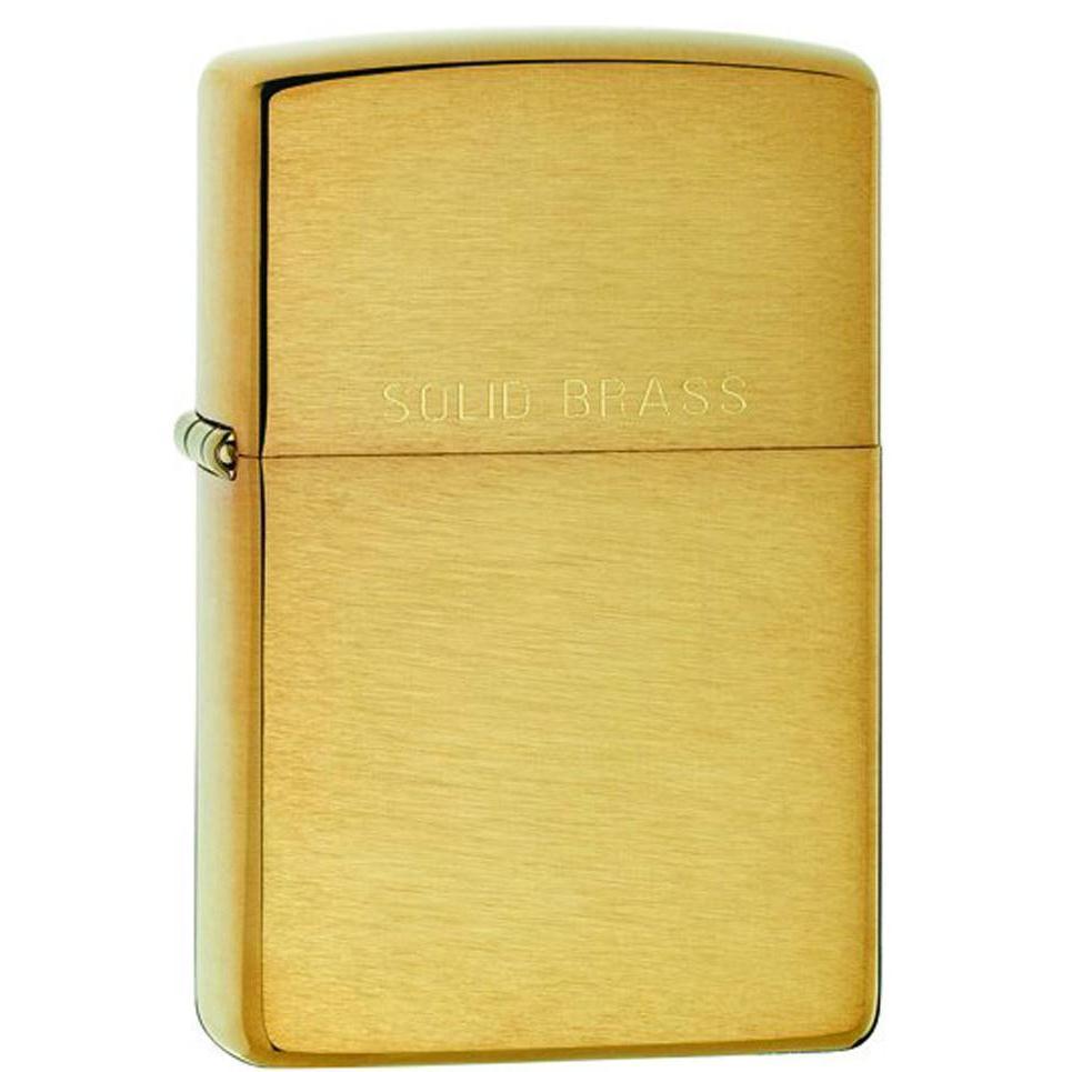 Zippo Brushed Brass Lighter w/ Solid Brass Engraved 204