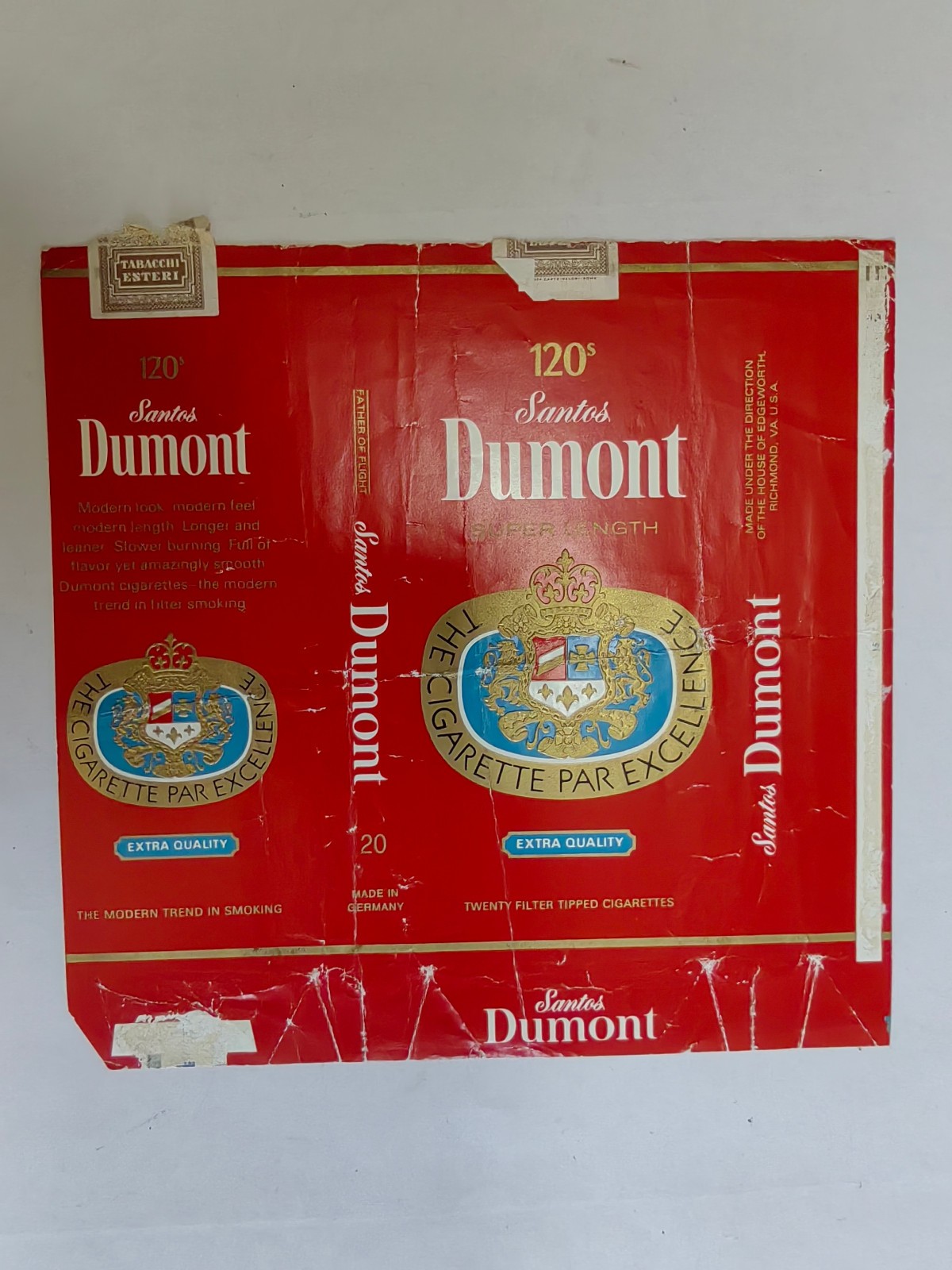 opened empty cigarette soft pack–120 mm-Italy-Dumont