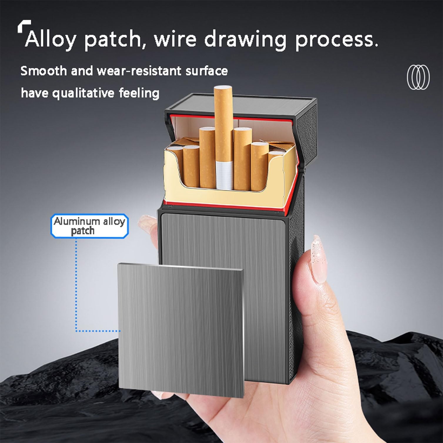 Cigarette Case 2 Pack 100mm 100’s King Size(Black + Silver) (Black + Silver, …