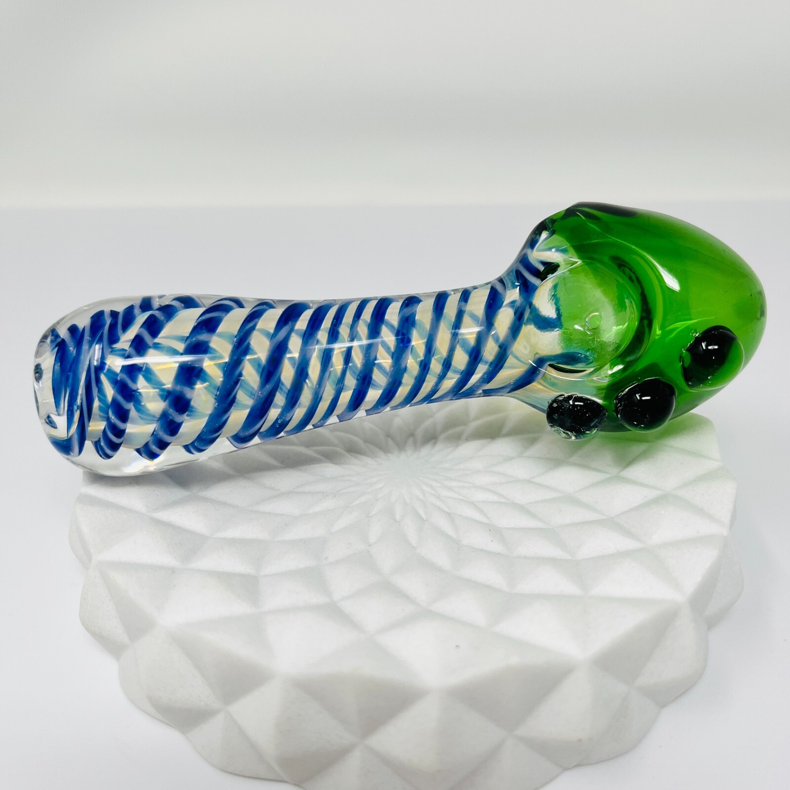 5″ Handmade Thick Silver Fumed Green Rocket Tobacco Smoking Bowl Glass Pipes