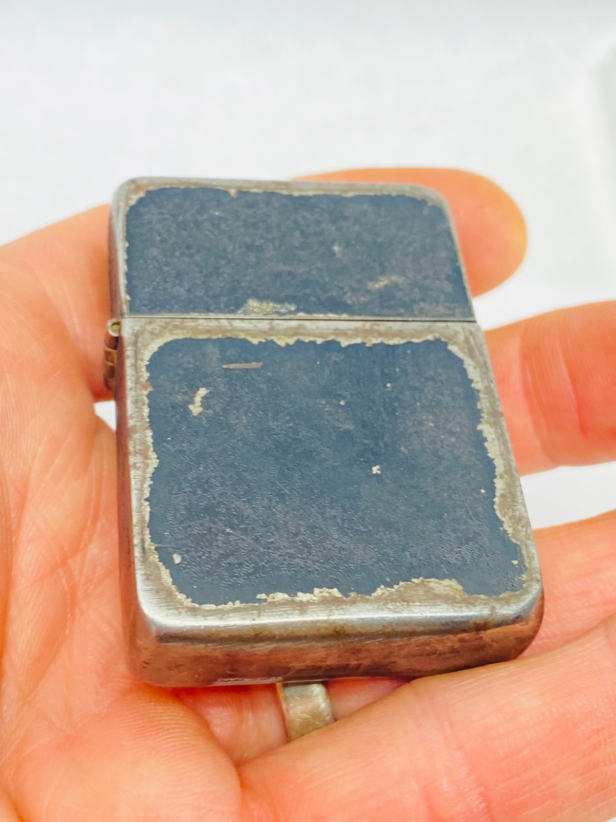 UNMARKED INSERT WWII Zippo Lighter Black Crackle 1942 4 Barrel Hinge 14 Hole