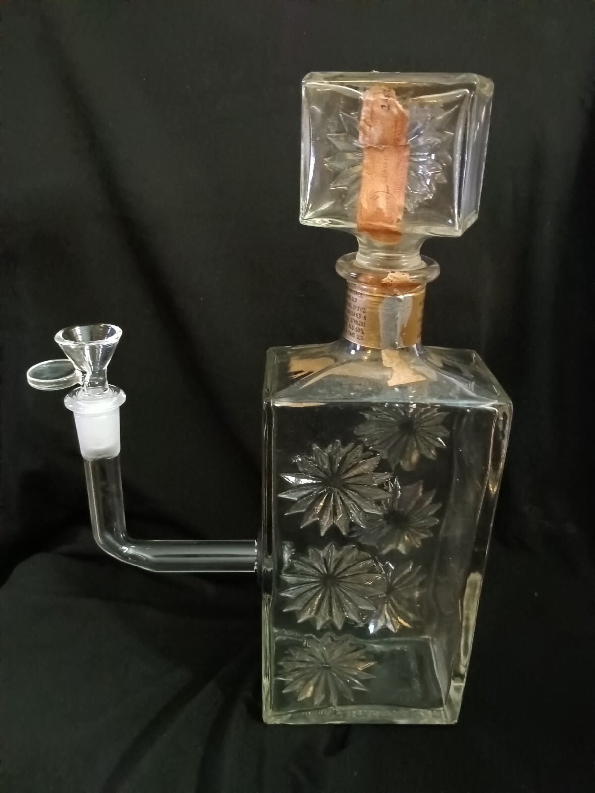 Homemade Empty Vintage Four Roses Bourbon Bottle Bong Lamp Hookah Glass