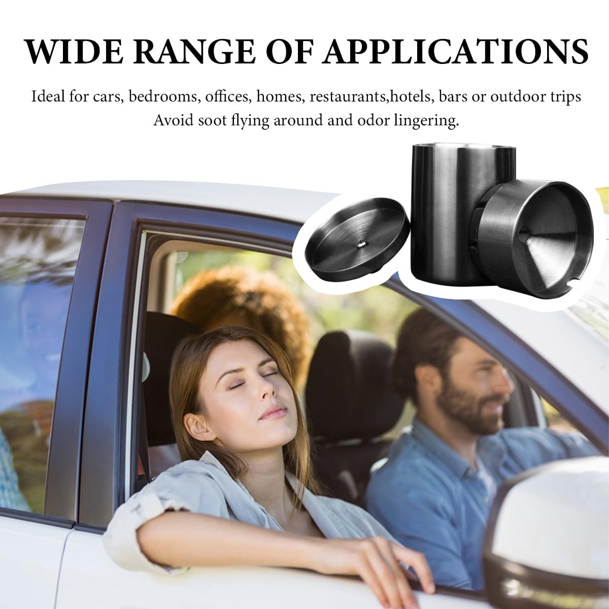 KVAEY Car Ashtray with Lid, Stainless Steel Durable Smokeless Smell Proof Ash…