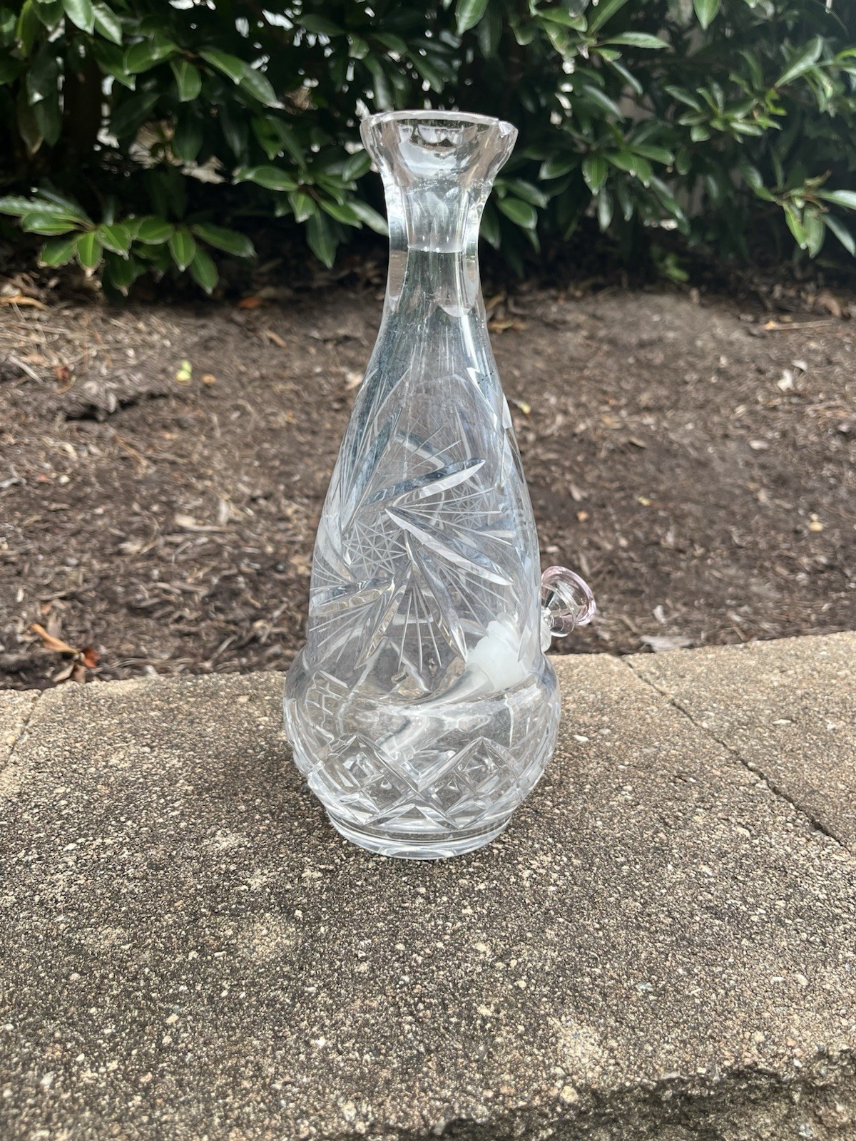 Crystal Decanter Vase Glass Bong Smoking Water Pipe Upcycled Homemade