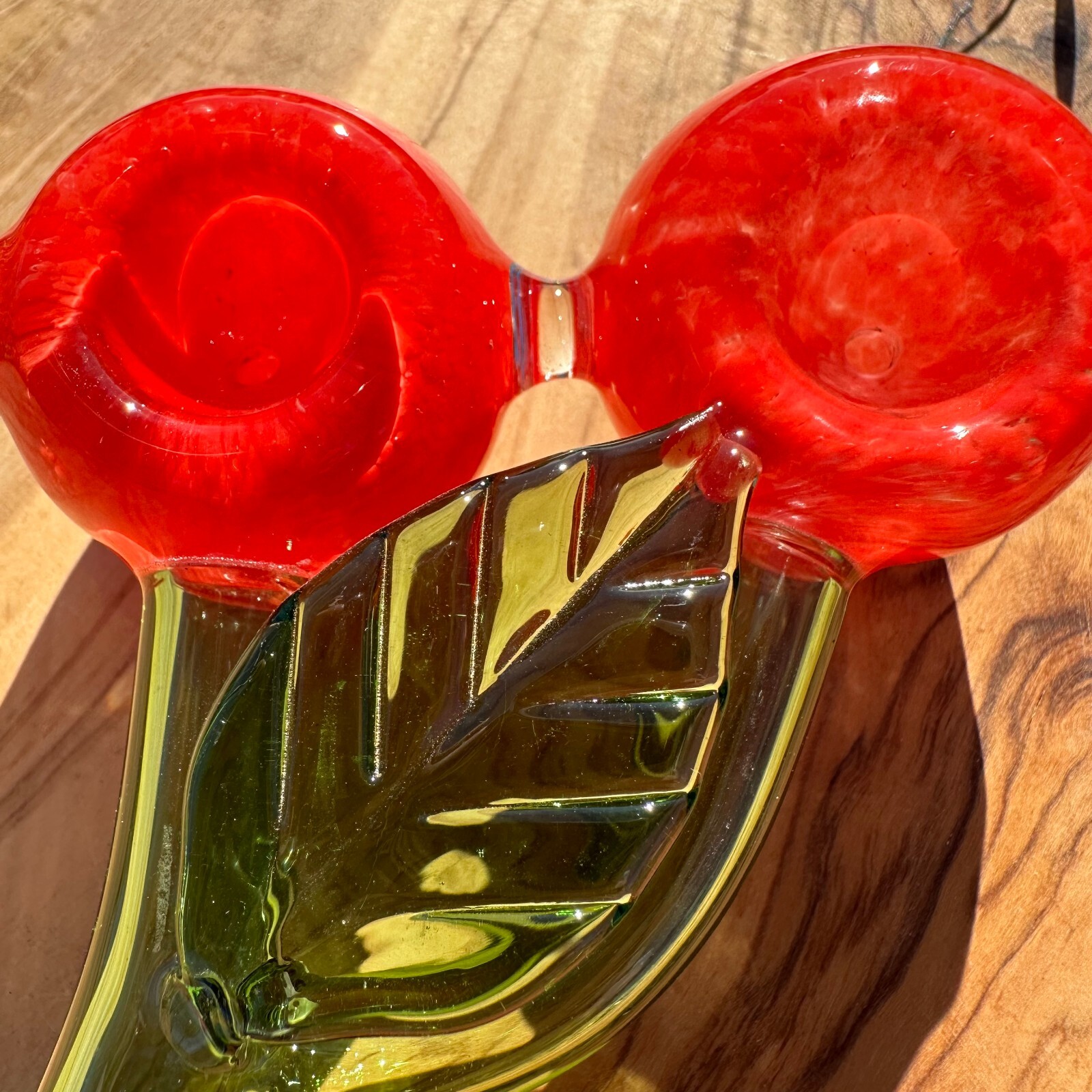 Double Bowl Cherry Glass Pipe Smoking Hand Spoon Pipe Tobacco Glass Smoke Bowl