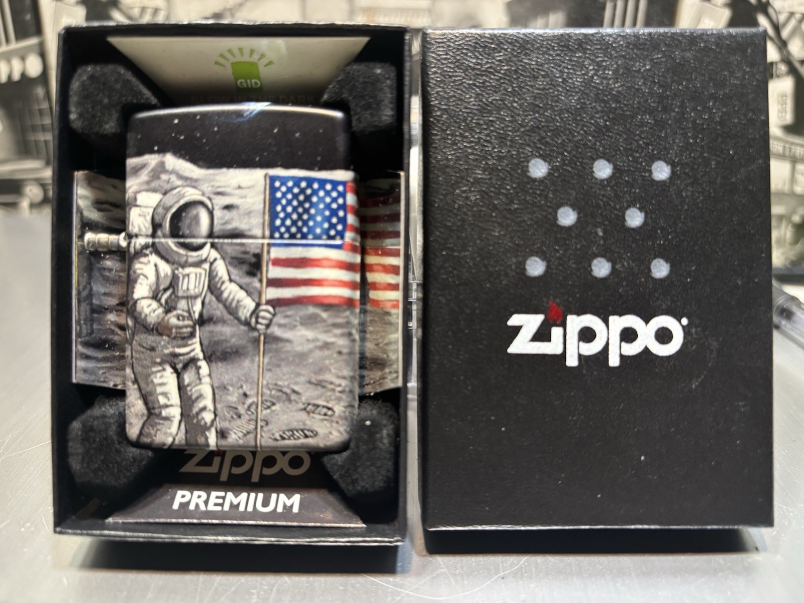 Zippo Lighter Moon Landing Design Glow in the Dark, Windproof New