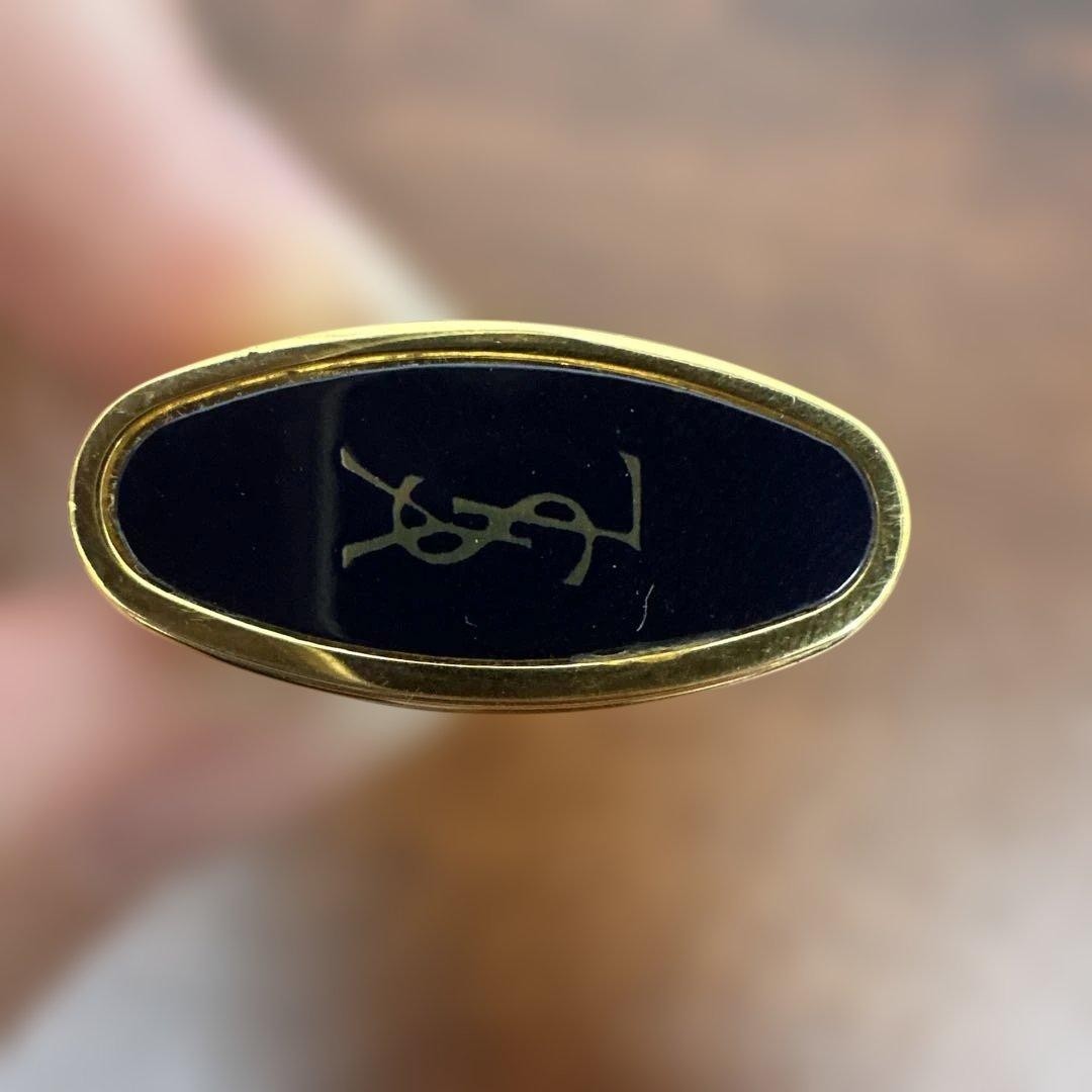 YVES SAINT LAURENT YSL Vintage Lighter Blue Gold Stripe Japan Made w/ Case