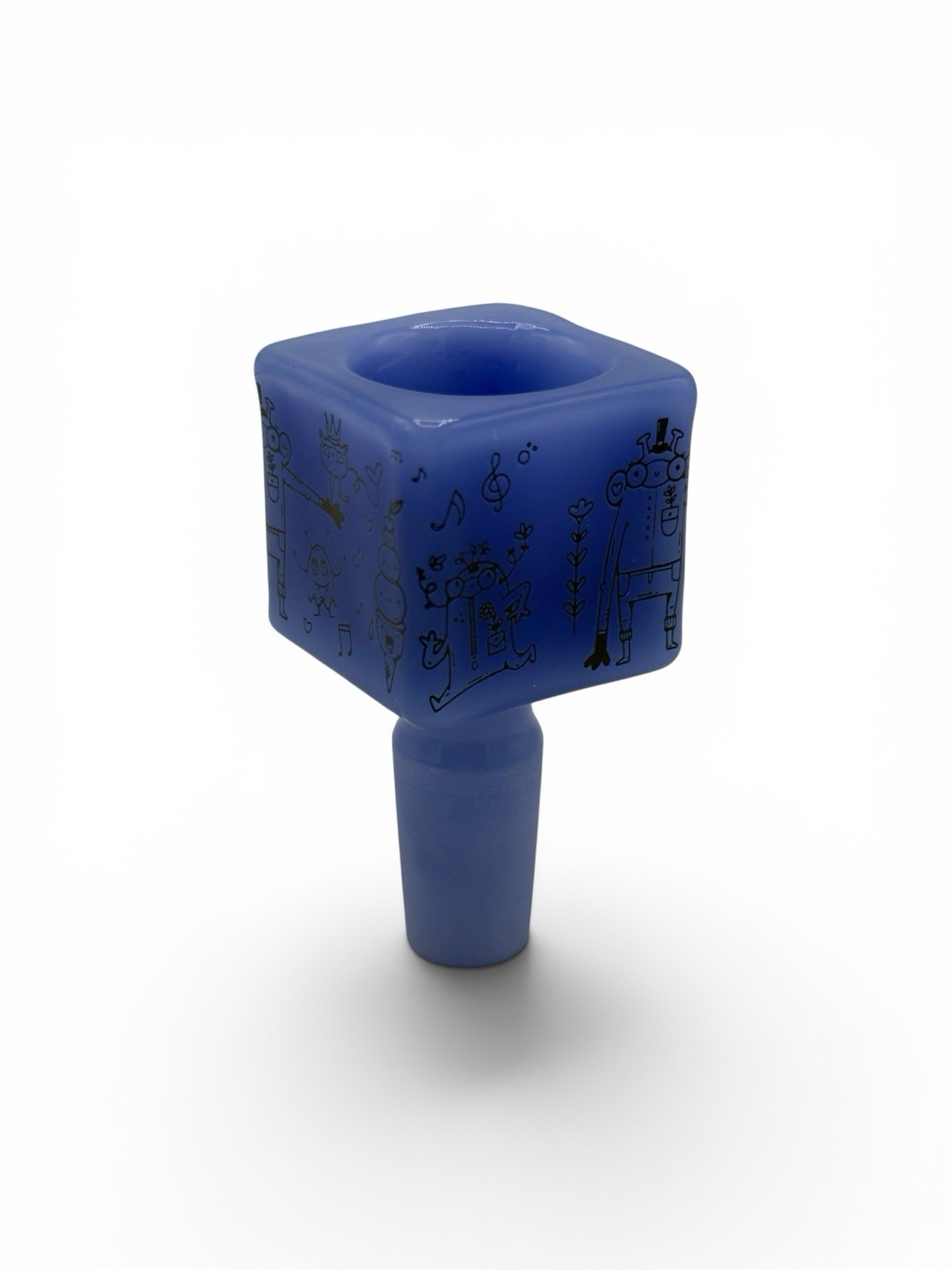 14mm Male Glass Bowl Piece Slide for Bong Water Pipe Hookah – Doodles – Purple