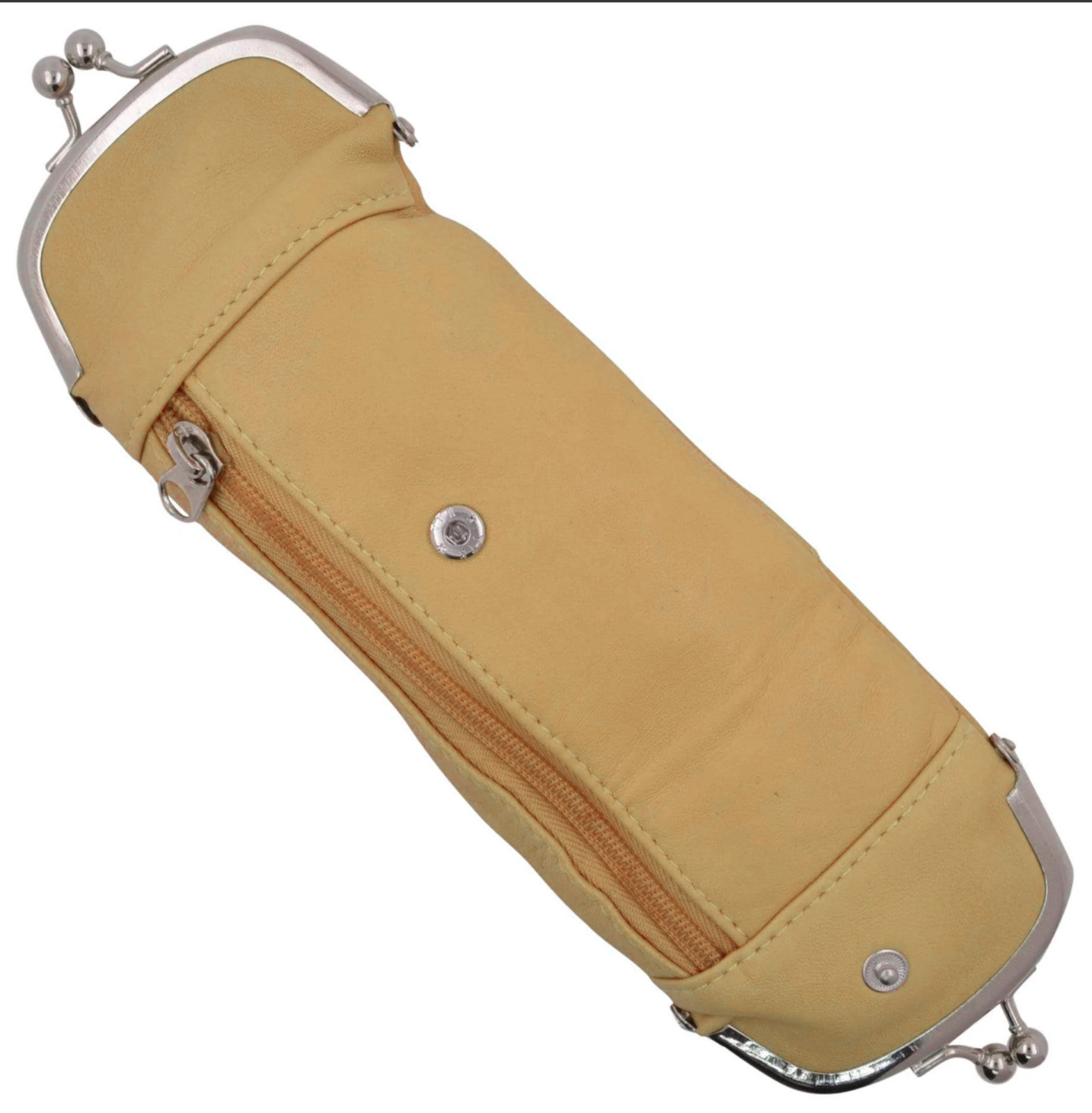 Beige Leather Cigarette Smoke Carrying Case Coin Holder Zip Pocket Wallet
