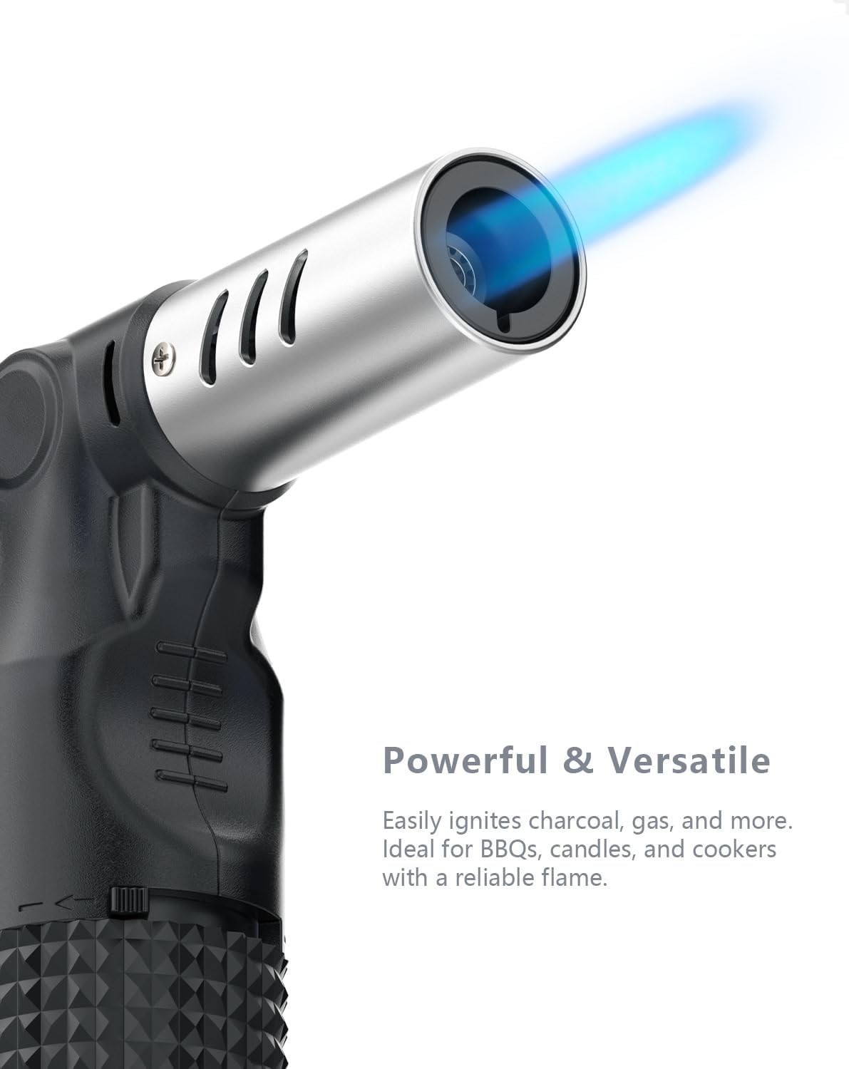 2 Pack Butane Torch Lighter, Big Jet Flame Adjustable Refillable Portable Mini B