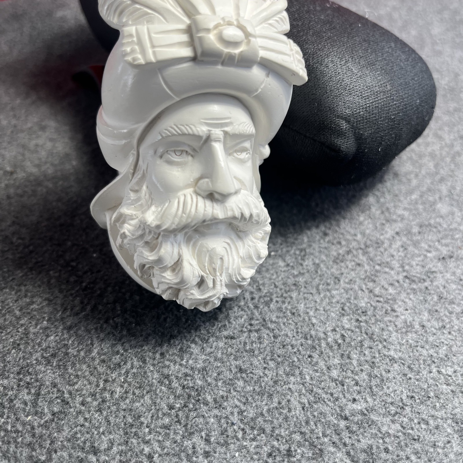 Meerschaum Pirate with Debonair smile and mustache 3/4 Bent Tobacco Pipe