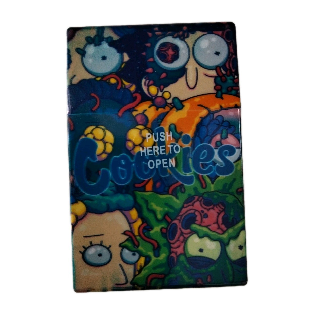 Rick & Morty Cookies Cigarette Case Box Pop-up Push Lid 85mm Quality Plastic Blu