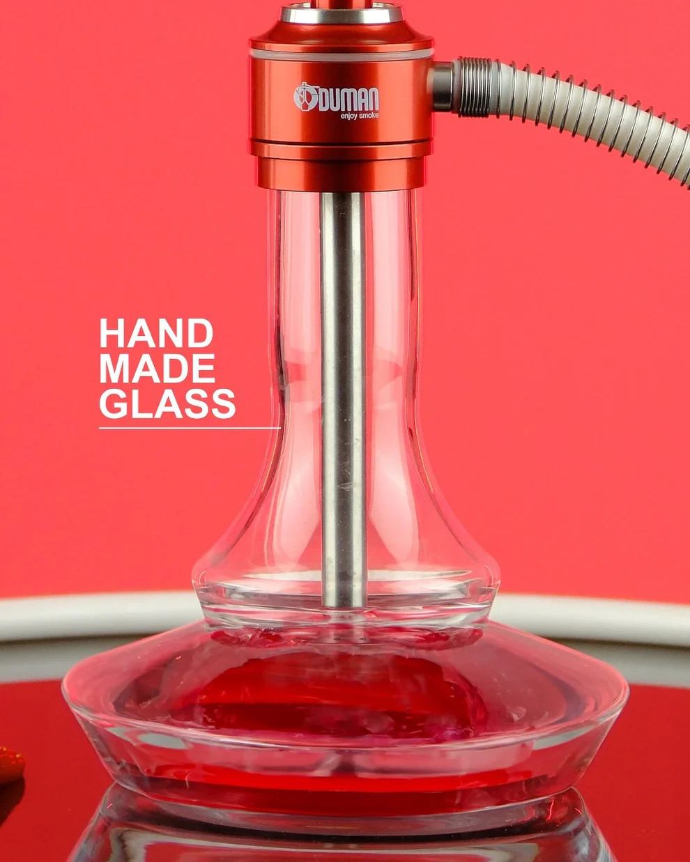 ODUMAN NOVA HOOKAH – Clear Glass Red Body – Hookah Shisha, Bowl, Tong, Bag SET