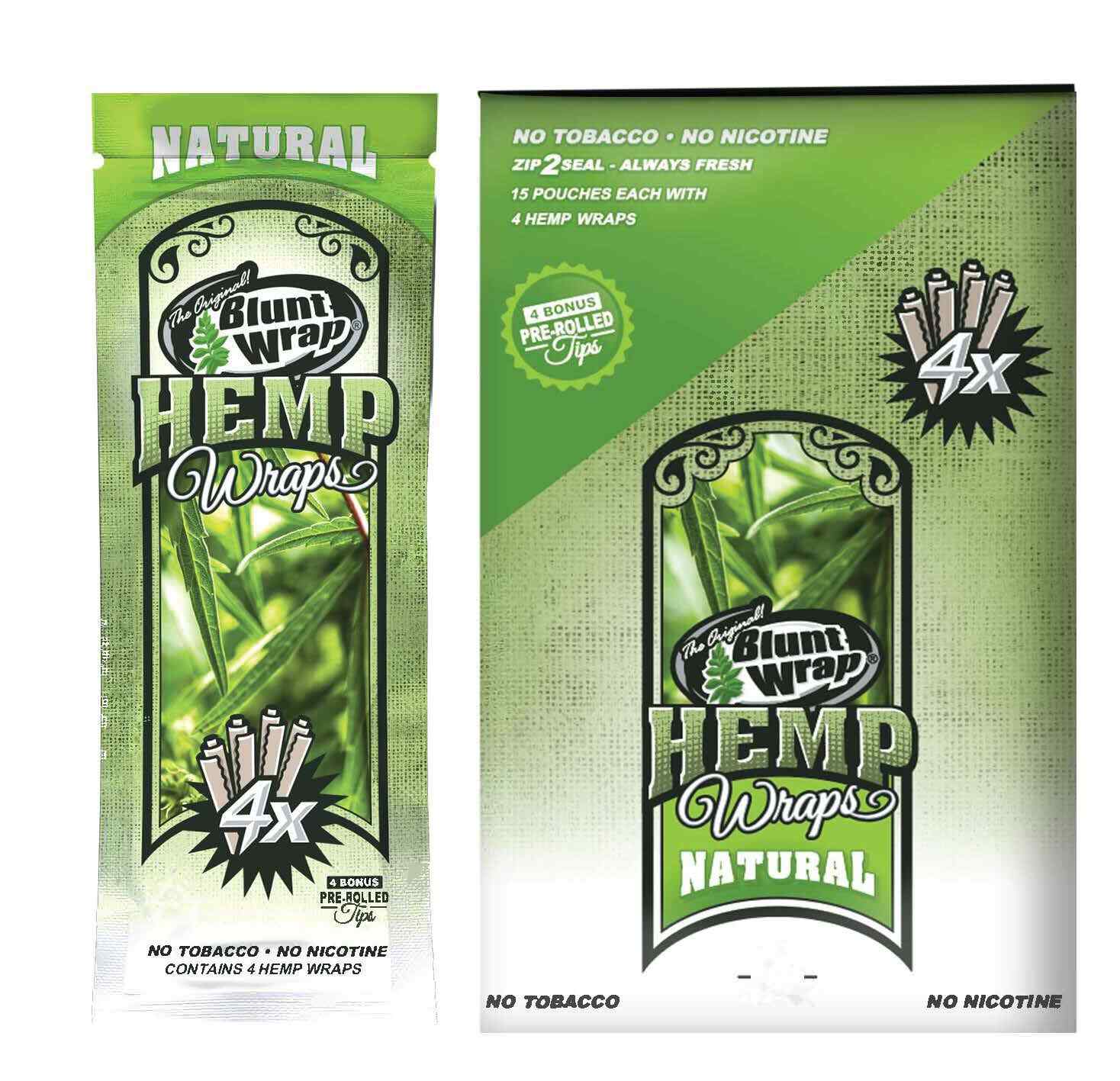 The Original B Wrap Rolling Paper Natural Unflavored 60 Wraps Tips FULL DISPLAY