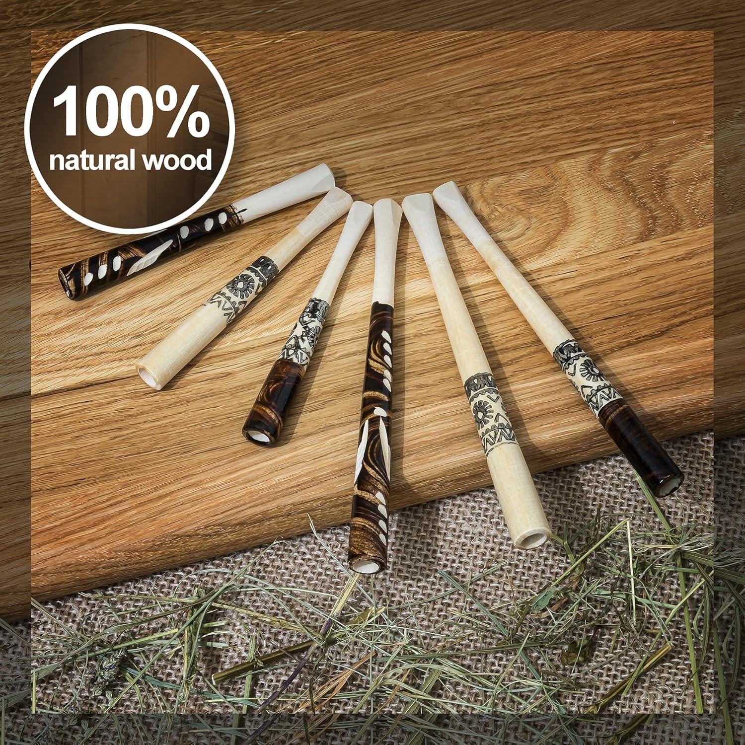 Set of 6 Wooden Handmade Regular Cigarette Holder Mouthpiece