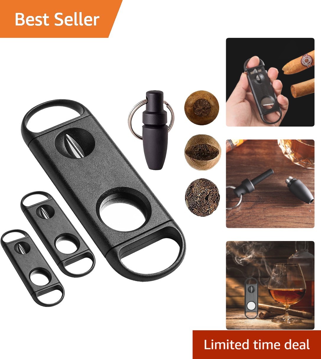 Ultimate Cigar Cutter Set: Guillotine & V-Cut Options with Keychain Inclusion