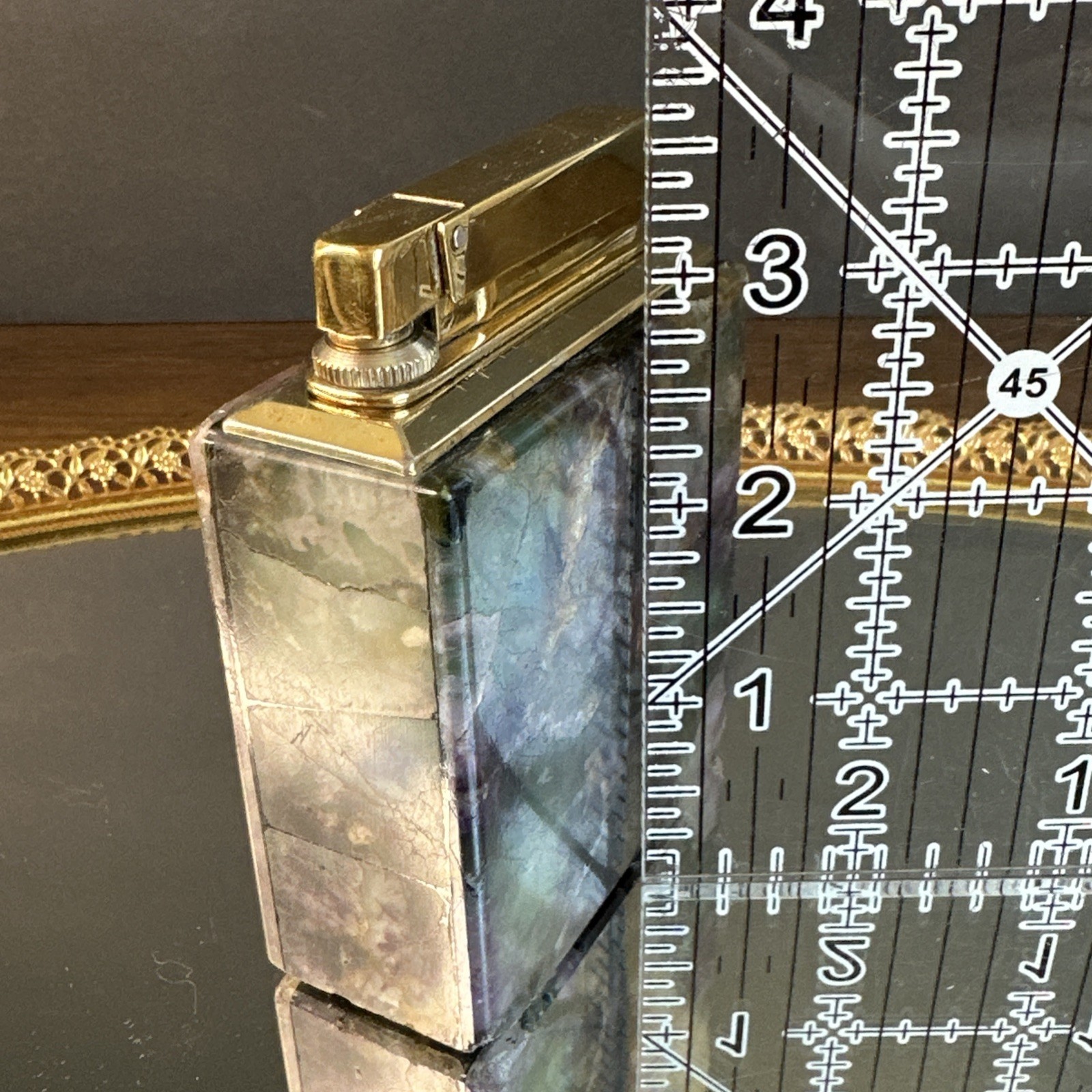 Rowenta Fluorite Table Lighter Germany Rare Not Tested Vintage Stone Art Deco