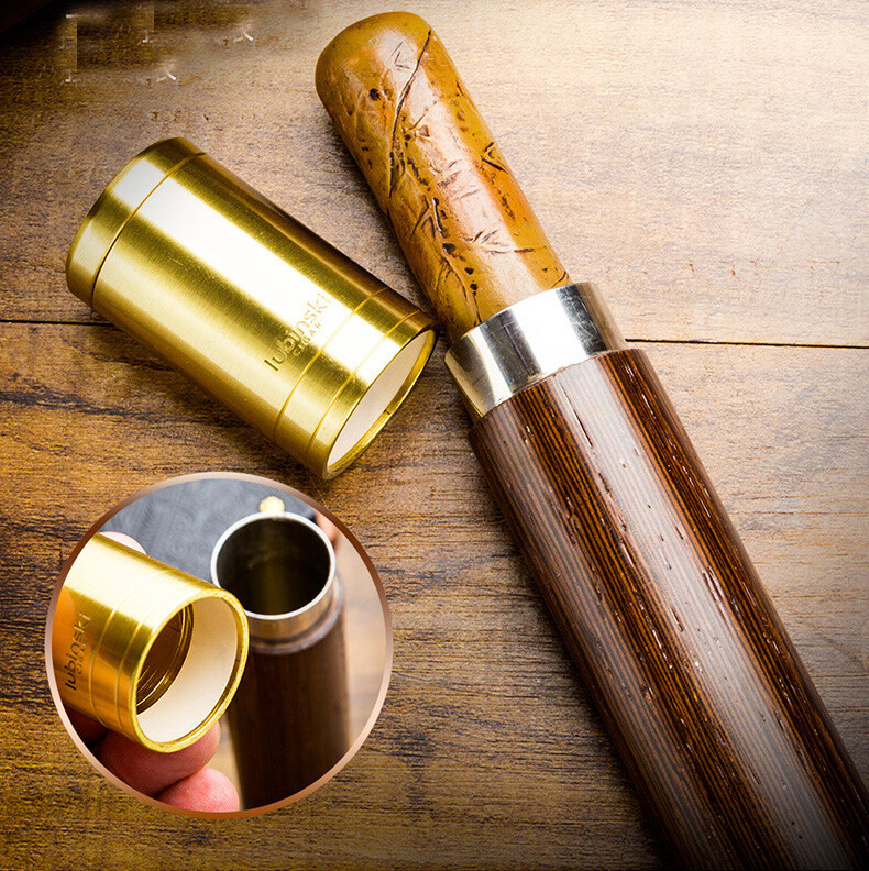 Travel Portable Cigar Case Tube Copper Wood Single Holder Humidor Storage Box