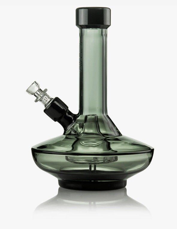 GRAV® SMALL WIDE BASE WATER PIPE IN SMOKE WITH BLACK ACCENTS, Authorized Dealer