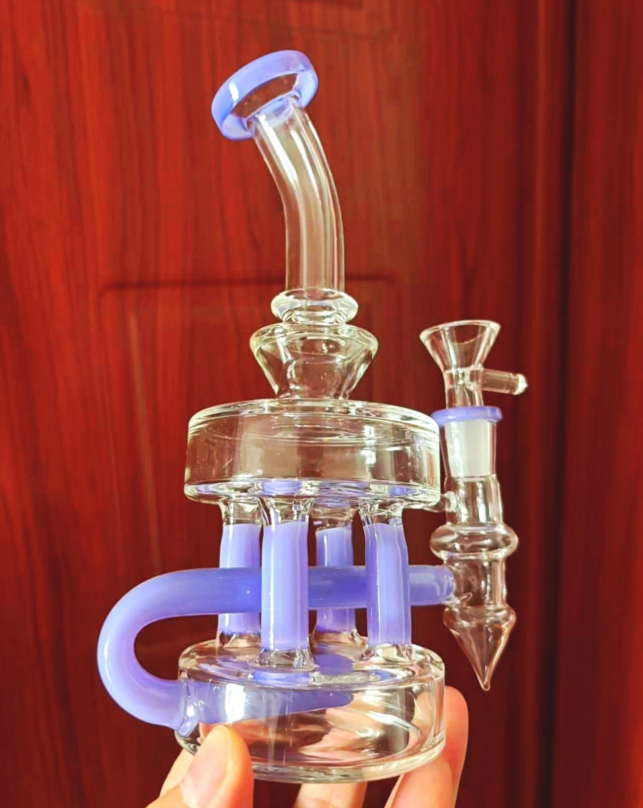 purple Multiple Recycler rig Matrix glass Water Pipe bong Hookah Smoking 14mm
