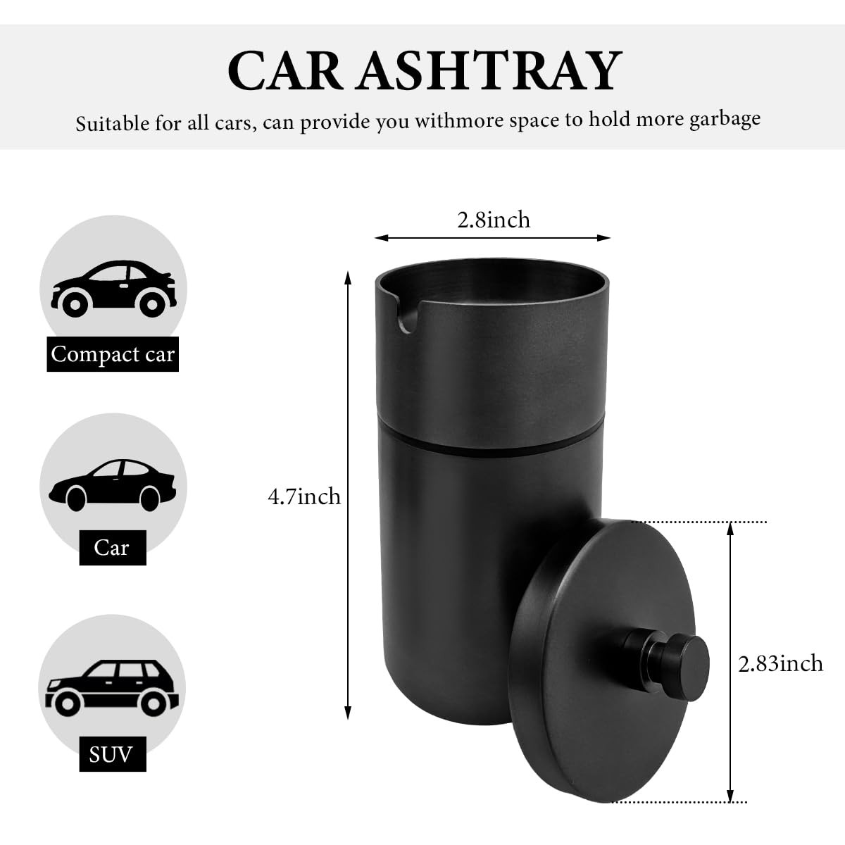 KVAEY Car Ashtray with Lid, Stainless Steel Durable Smokeless Smell Proof Ash…