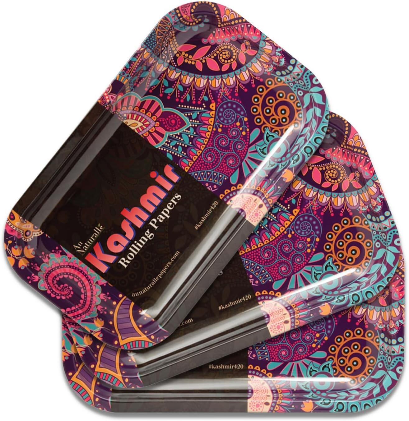 Premium Rolling Tray x 3Ct Metal Cigarette Rolling Tray -10.5×6.25 Small-Kashmir