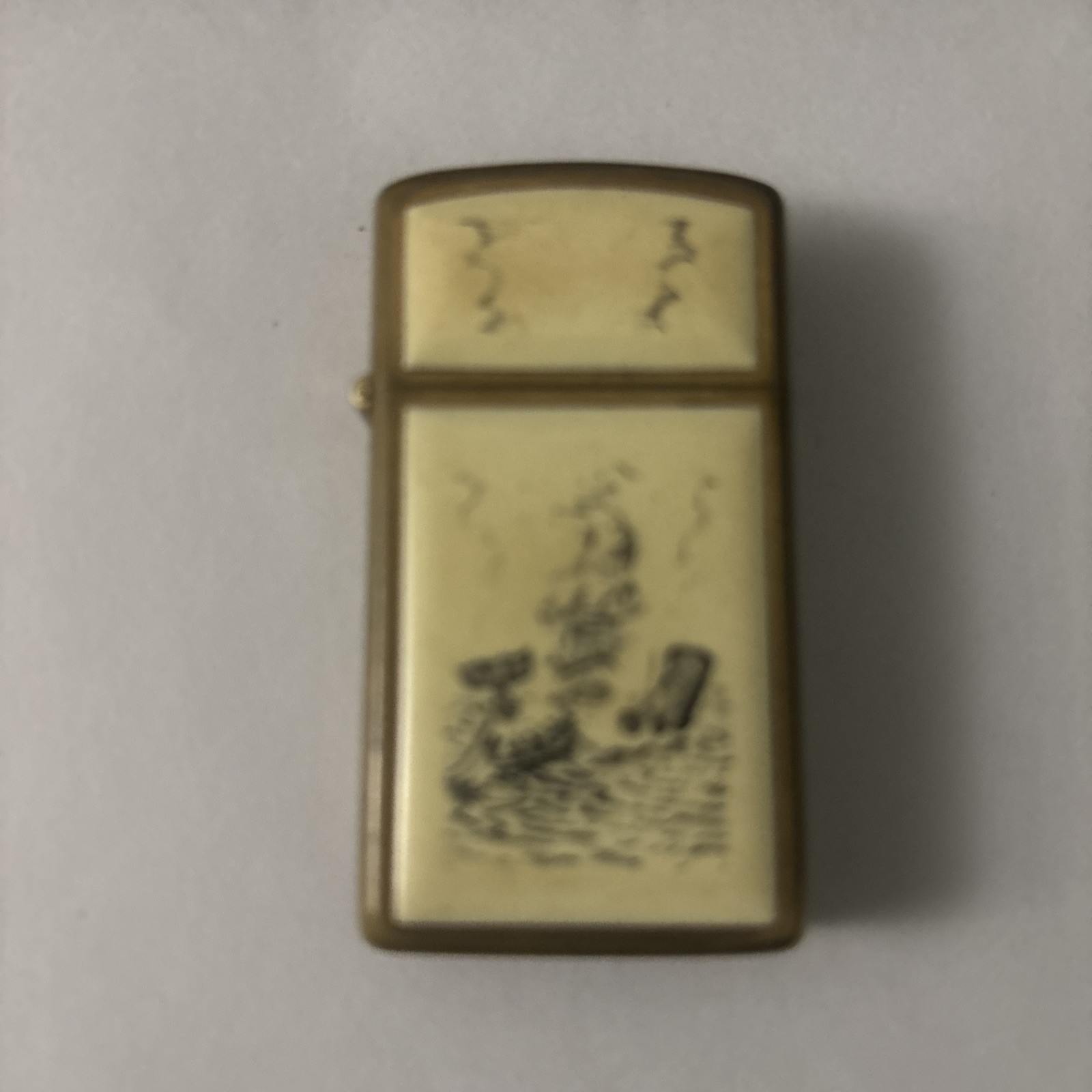 Vintage 1991 Zippo Slim Lighter Scrimshaw Whaling Ship Whale Nautical