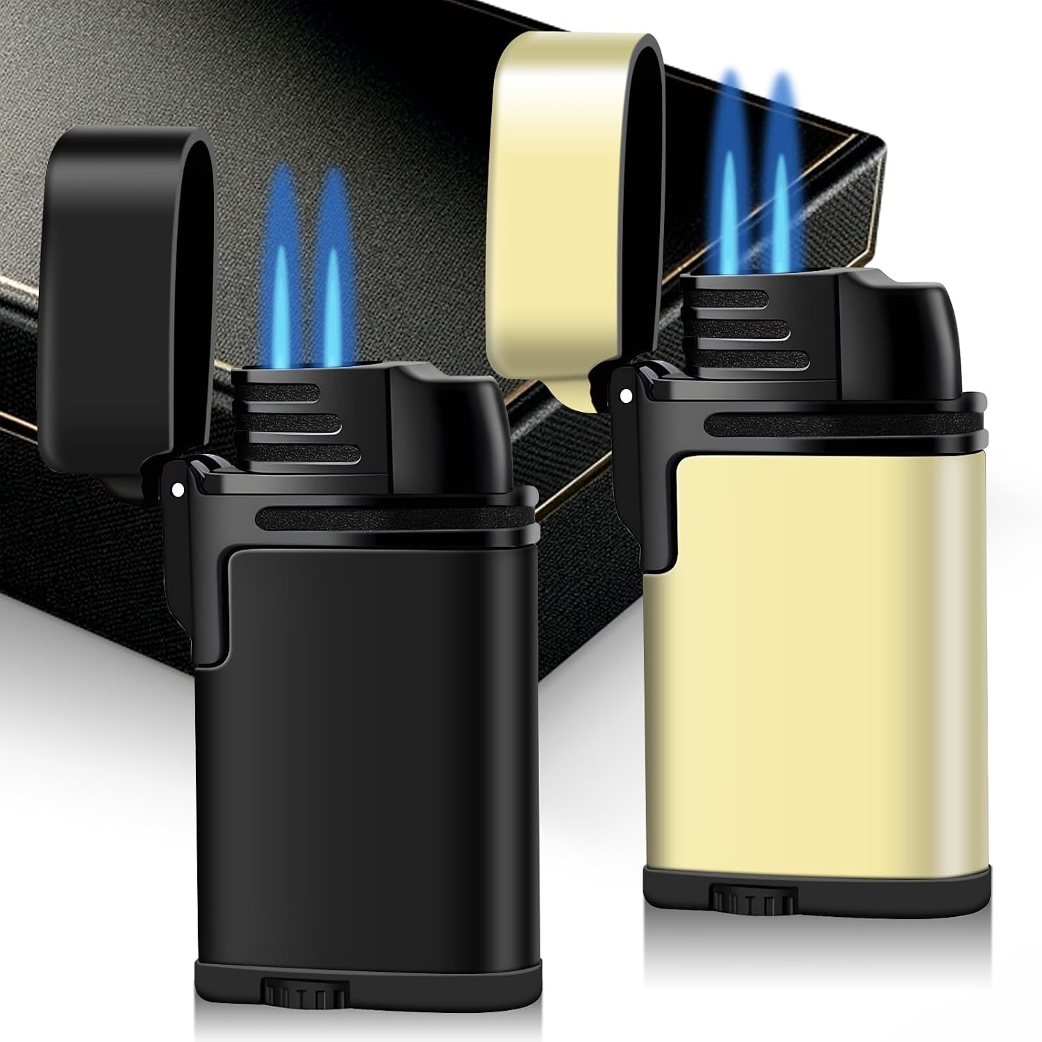 Mini Double Torch Windproof Butane Refillable Compact Pocket Mini Torch Lighter