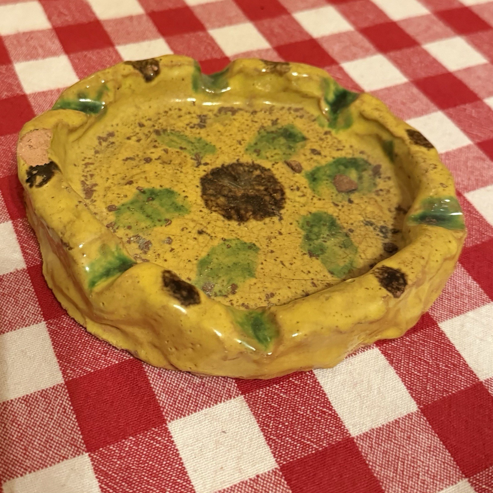 Vintage Homemade Ashtray Ceramic Multicolored Vibrant Made 1970s