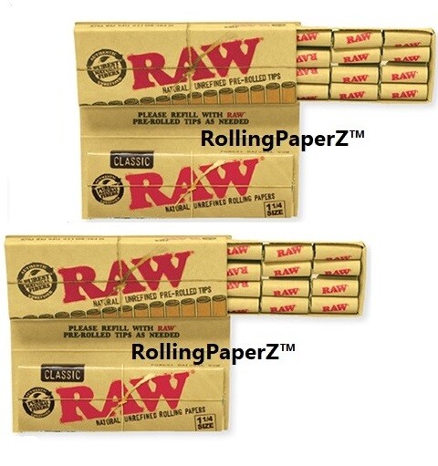 FOUR PACKS of RAW 1 1/4 size Masterpiece Rolling Papers with PREROLLED TIPS!