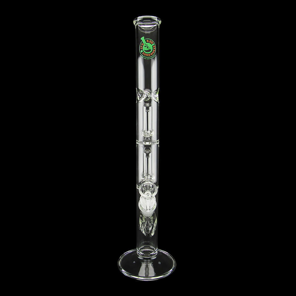 16” Double Showerhead Perc Straight Tube Water Pipe