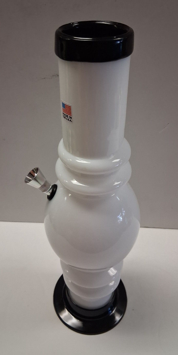 12″ ACRYLIC PLASTIC LARGE BUBBLE HOOKAH WATER PIPE BONG THUMB CARB 2″M WHITE
