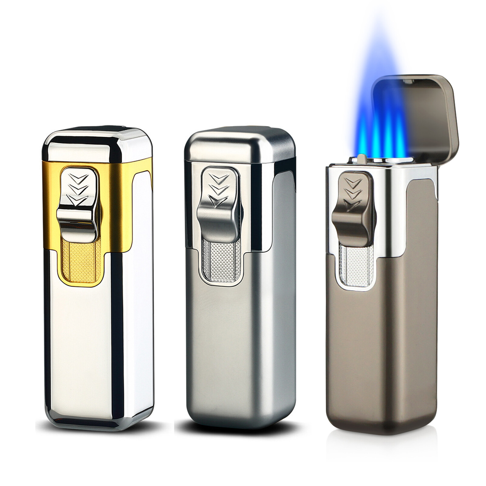 3 Pack Torch Lighter cigar Lighters Adjustable 4 Jet Flame Refillable Windproof