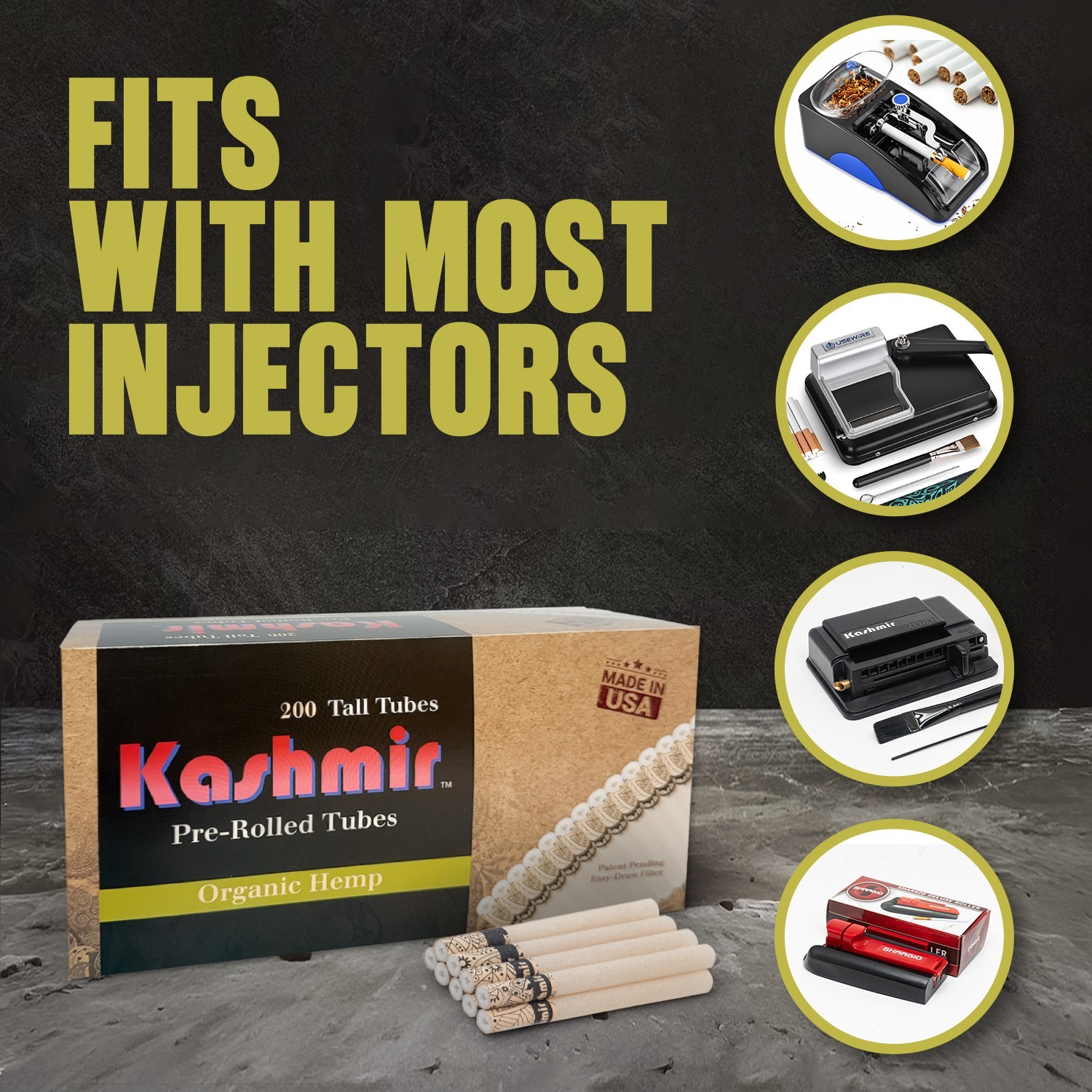 Kashmir Organic HMP Cigarette Tubes Tall 100mm Size 200 x 2 CT=400 Filter Tubes