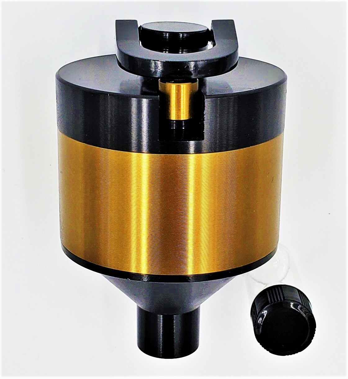 Metal Funnel Grinder Spice Hand Mill 1.75″ Dia Black Gold Color w/ Glass Vial