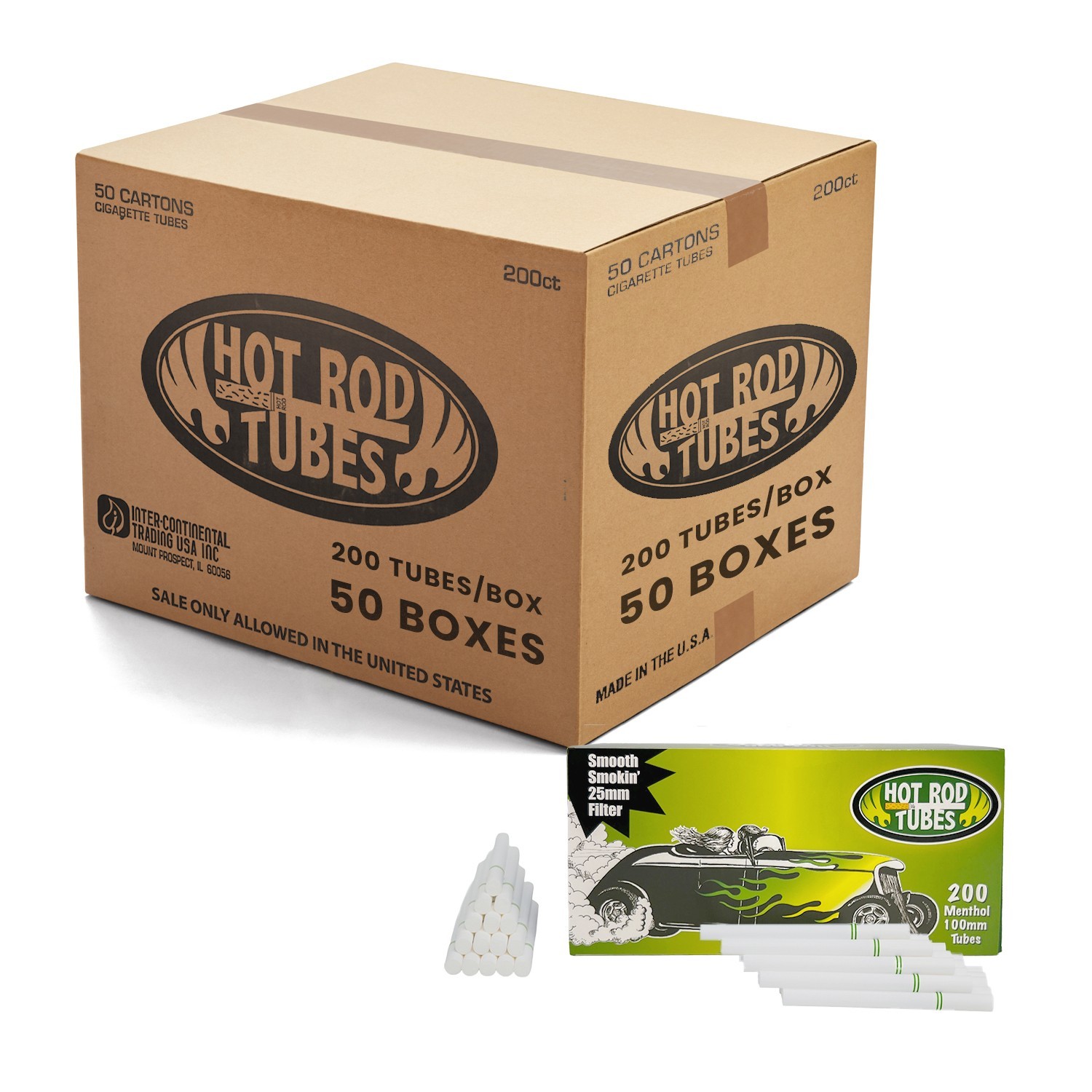 Hotrod Cigarette Tubes Menthol 100 mm Size Cigarette Filter Tubes 10×200-2000 CT