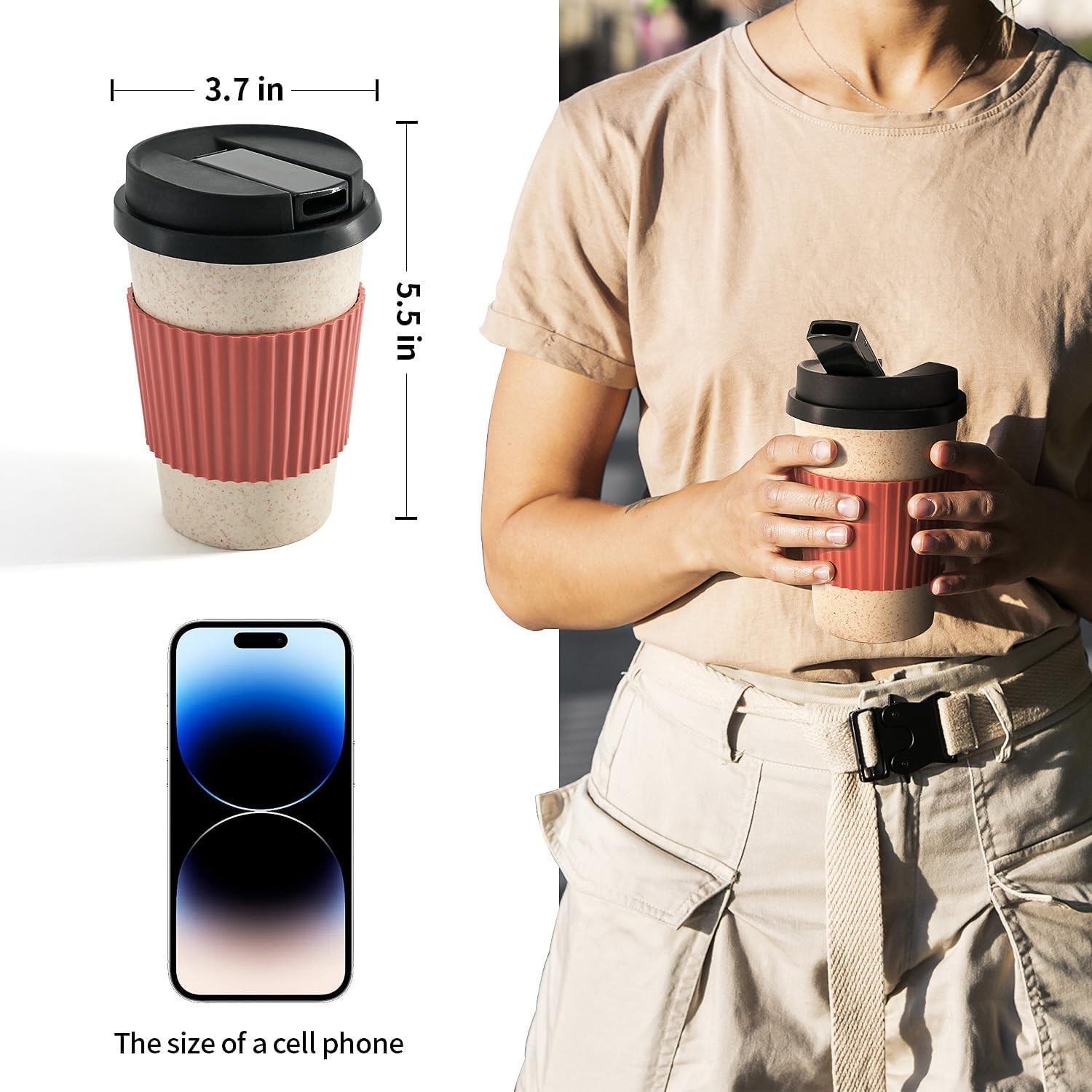 Portable Coffee Cup with Ceramic Bowl & High Temp Silicone Tobacco Water Pipe