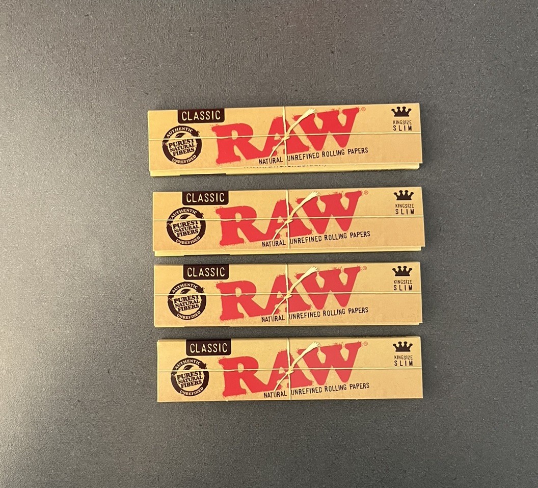 4x Raw Classic King Size Rolling Papers Slim 4 Packs