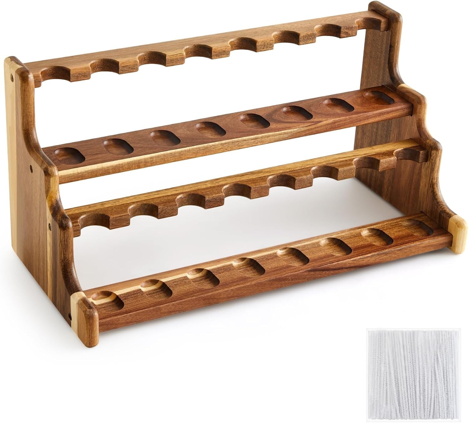 Acacia Pipe Stand Holder for 16 Smoking Pipes, Acacia Double-layer Smoking Pi…