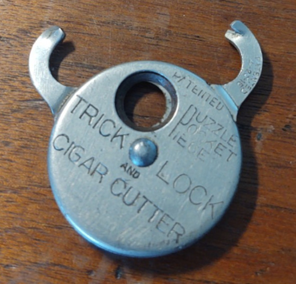 Antique Cigar Cutter Puzzle Pocket Piece Trick Lock Novelty Patent date 1915